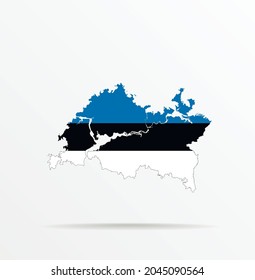 Vector map Republic of Tatarstan combined with Republic of Estonia flag.