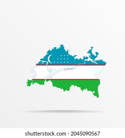 Vector map Republic of Tatarstan combined with Republic of Uzbekistan flag.