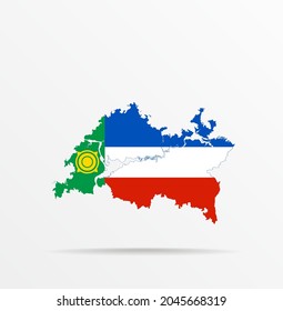 Vector map Republic of Tatarstan combined with Republic of Khakassia flag.