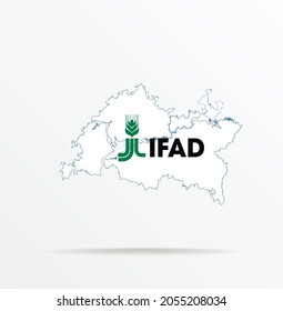 Vector map Republic of Tatarstan combined with International Fund for Agricultural Development (IFAD) flag.