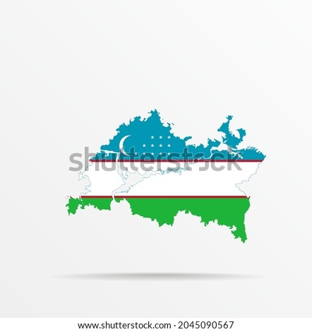 Vector map Republic of Tatarstan combined with Republic of Uzbekistan flag.