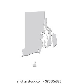 Vector map Rhode Island. Isolated vector Illustration. Gray on White background. With shadow. EPS 10 Illustration.