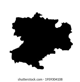 Mapa de vetores Rhone Alps Province, France region. A ilustração do mapa da silhueta de Rhone Alps isolada no fundo branco. território francês.