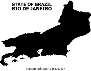 Vector Map of Rio de Janeiro State with name. Map of Rio de Janeiro State is isolated on a white background. Simple flat geographic map.