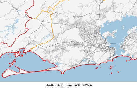 Vector map of Rio de janeiro city. roads