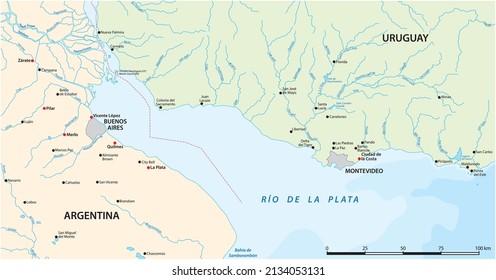 vector map of the Rio de la Plata, Argentina, Uruguay