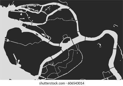 Vector map of rivers and canals of the center of Saint Petersburg, Russia