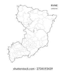 Vector Map of Rivne Oblast with Administrative Subdivisions of Raions (Districts) and Hromadas (Communities) of Rivne - Ukraine 2026