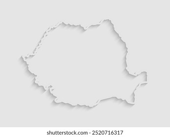 Vector map Romania with abstract inner shadow isolated on background. Template Europe country for pattern, design, illustration, backdrop. Creative paper cut map effect of the Romania