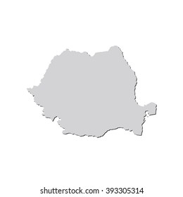 Vector map Romania. Isolated vector Illustration. Gray on White background. With shadow. EPS 10 Illustration.