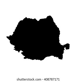 Vector map Romania. Isolated vector Illustration. Black on White background. EPS 8 Illustration.