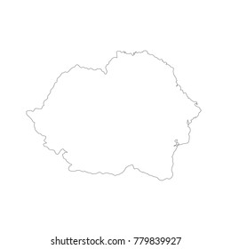 Vector map Romania. Isolated vector Illustration. Black on White background. EPS 10 Illustration.