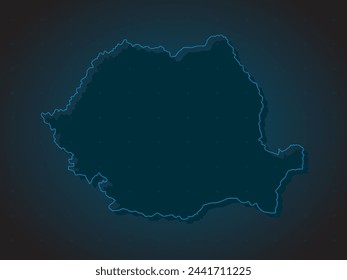 Vector map Romania on the radar screen with a blue grid. Template Europe country on monitor radar for pattern, report, background. Technology concept boundary Romania for news, infographic, army