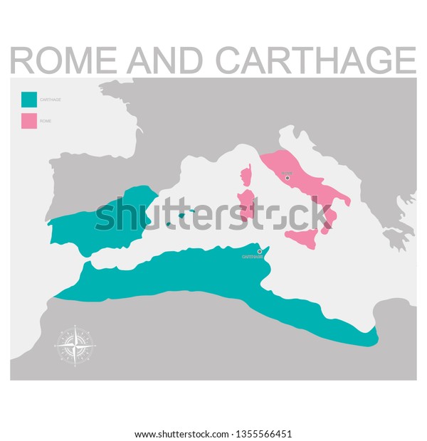 Vector Map Rome Carthage Territory Stock Vector Royalty Free