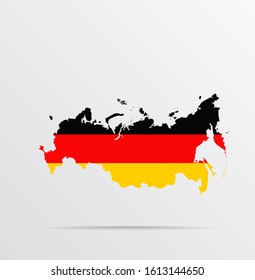 Vector map of Russia combined with Germany flag.