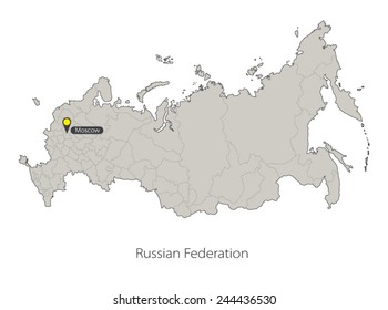 Vector map of Russian Federation on white background