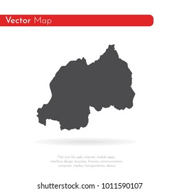 Vector map Rwanda. Isolated vector Illustration. Black on White background. EPS 10 Illustration.