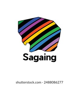 vector map of Sagaing modern and colorful, High detailed vector Myanmar map illustration vector Design Template