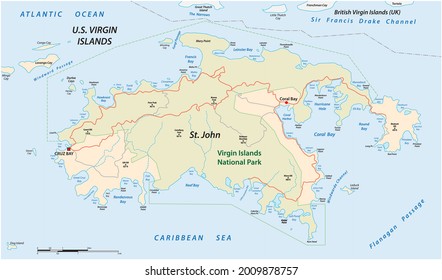 Vector map Saint john, US Virgin Islands