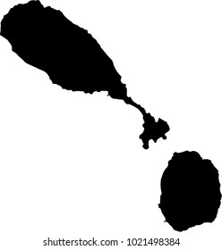 Vector map of Saint Kitts and Nevis. Black mask. Isolated, white background. 