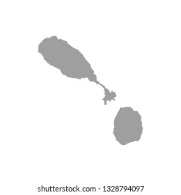 Vector map Saint Kitts and Nevis. Isolated vector Illustration. Black on White background.