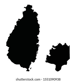 Vector map Saint Lucia and Castries. Isolated vector Illustration. Black on White background. EPS 10 Illustration.