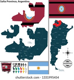 Vector map of Salta province and location on Argentinian map