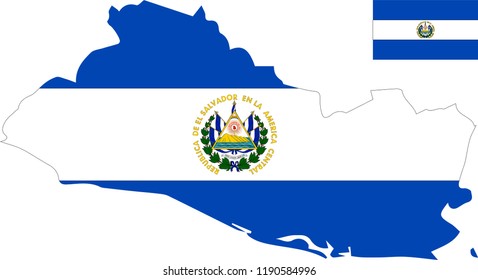 Vector map of Salvador with flag. Isolated, white background
