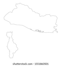 Vector map Salvador and San Salvador. Country and capital. Isolated vector Illustration. Outline. EPS 10 Illustration.