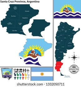 Vector map of Santa Cruz province and location on Argentinian map
