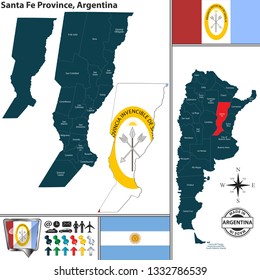 Vector map of Santa Fe province and location on Argentinian map