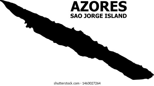 Vector Map of Sao Jorge Island with title. Map of Sao Jorge Island is isolated on a white background. Simple flat geographic map.