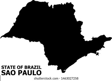 Vector Map of Sao Paulo State with name. Map of Sao Paulo State is isolated on a white background. Simple flat geographic map.