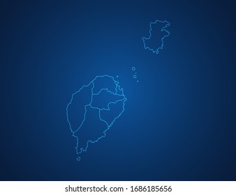 Vector map of Sao Tome abstract blue line scales on dark background.