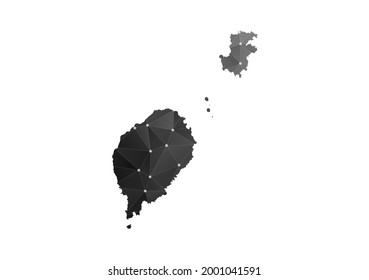 Vector map of Sao Tome. Black polygonal style on white background.