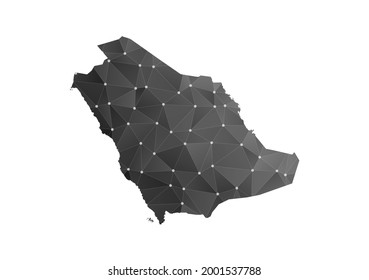 Vector map of Saudi Arabia. Black polygonal style on white background.