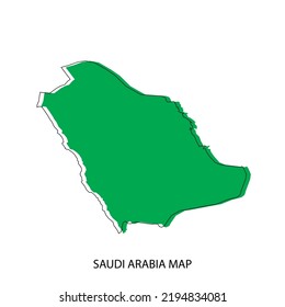 Vector map of Saudi Arabia in green color and black stroke in white background