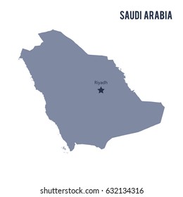 Vector map of Saudi Arabia isolated on white background. Travel Vector Illustration.