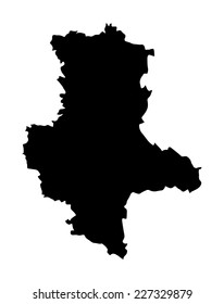 Vector Map of Saxony-Anhalt, Sachen Anhalt map high detailed black silhouette illustration isolated on white background. Province in Germany.