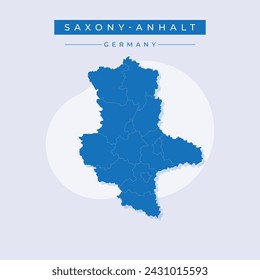 Vector Map of Saxony-Anhalt, Sachen Anhalt map high detailed black silhouette illustration isolated on white background. Province in Germany.