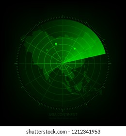 Vector - Map scan green color of ASIA CONTINENT,Vector illustration eps 10.
