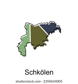 mapa vectorial del diseño del contorno moderno y colorido de Schkolen, plantilla de diseño de ilustración del vector del país del mapa mundial