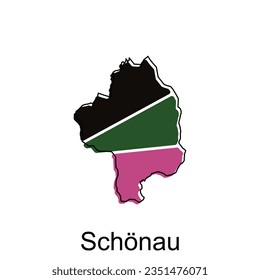 Vektorplan von Schonau bunter, modernes Rahmendesign, Vorlage für Vektorgrafik-Design auf Weltkarte