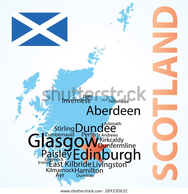 Vector Map Scotland Largest Cities Carefully Stock Vector (Royalty Free) 289230632