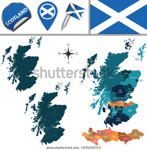 Vector Map Scotland Named Districts Icons Stock Vector (Royalty Free ...