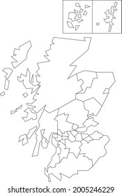 Vector map of Scotland to study colorless with outline