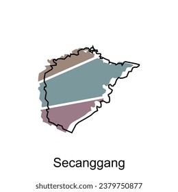 mapa vectorial del contorno moderno de la ciudad de Secanggang, Diseño de vectores con logotipo. Resumen, concepto de diseños
