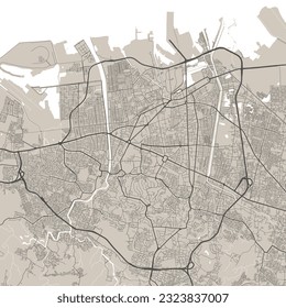 Vector map of Semarang, Indonesia. Urban city road map poster illustration. Semarang map art.