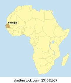 Vector map of Senegal in Africa