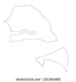 Vector map Senegal and Dakar. Country and capital. Isolated vector Illustration. Outline. EPS 10 Illustration.